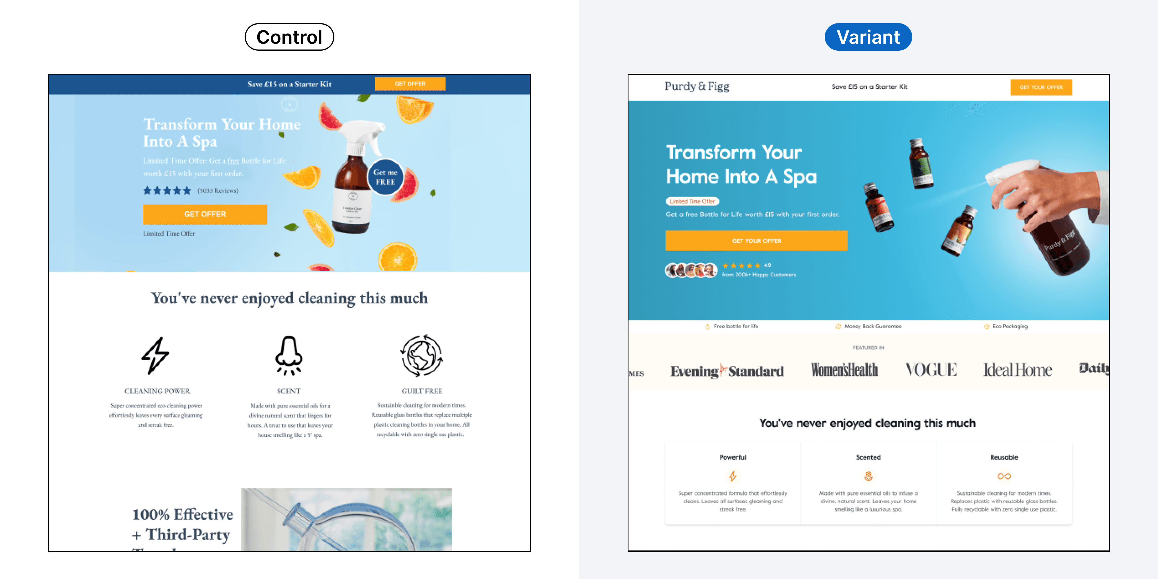 Test 1: Landing page UI/UX redesign
